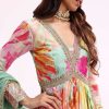 Sea Green Embroidered Chiffon Anarkali Set