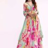 Sea Green Embroidered Chiffon Anarkali Set