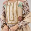 Off White Hand Block Print Anarkali With Sequins Work