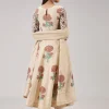 Off White Hand Block Print Anarkali With Sequins Work