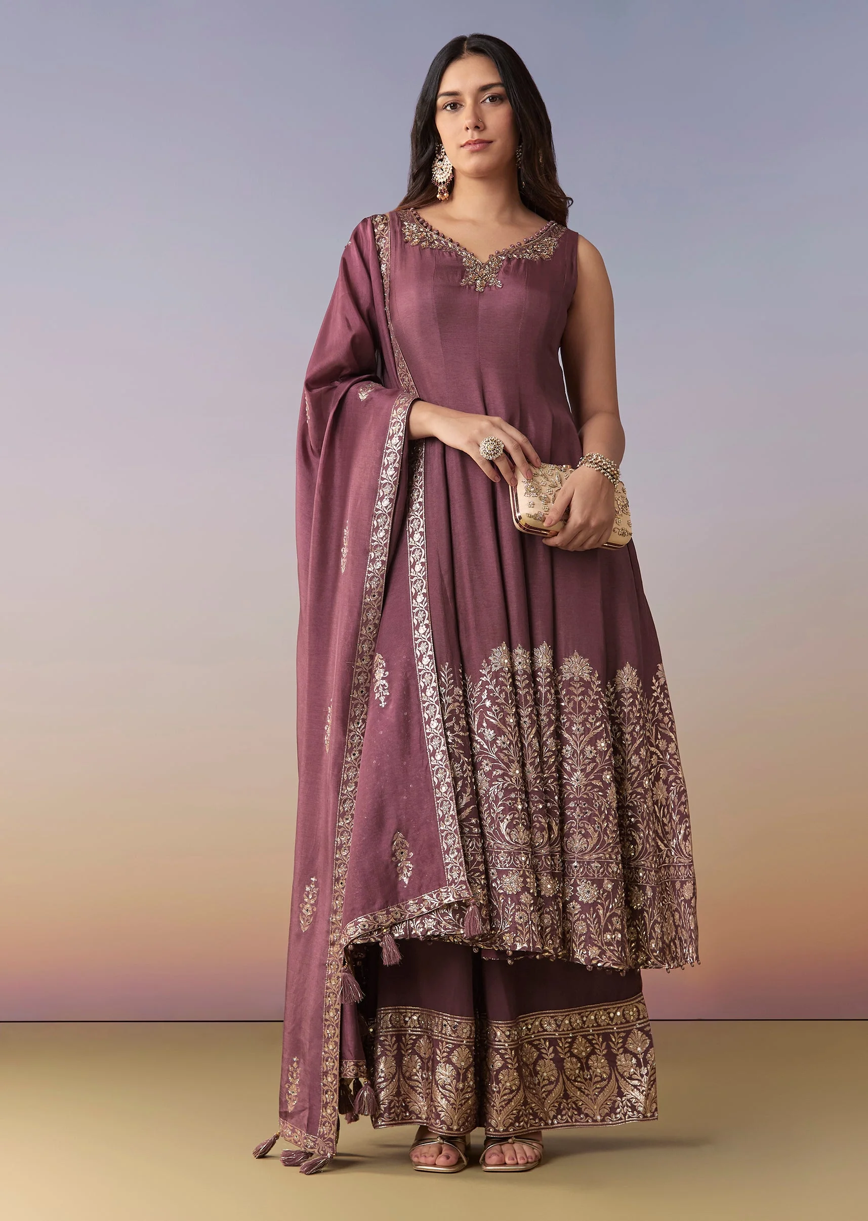 17492-wine-embellished-anarkali-suit-set-with-pant-and-dupatta-1.webp Wine Embellished Anarkali Suit Set With Pant And Dupatta