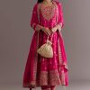 Pink Chinon Hand Embroidered Anarkali Suit With Dupatta