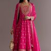 Pink Chinon Hand Embroidered Anarkali Suit With Dupatta