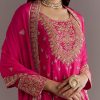 Pink Chinon Hand Embroidered Anarkali Suit With Dupatta