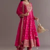 Pink Chinon Hand Embroidered Anarkali Suit With Dupatta