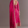 Pink Chinon Hand Embroidered Anarkali Suit With Dupatta