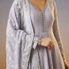 Lilac Lucknowi Georgette Anarkali Suit With Dupatta