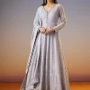 Lilac Lucknowi Georgette Anarkali Suit With Dupatta