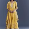 Yellow Tissue Anarkali Suit With Sequins And Zari Work