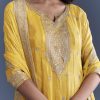 Yellow Tissue Anarkali Suit With Sequins And Zari Work