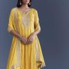 Yellow Tissue Anarkali Suit With Sequins And Zari Work