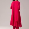 Pink Embellished Chinon Anarkali Set