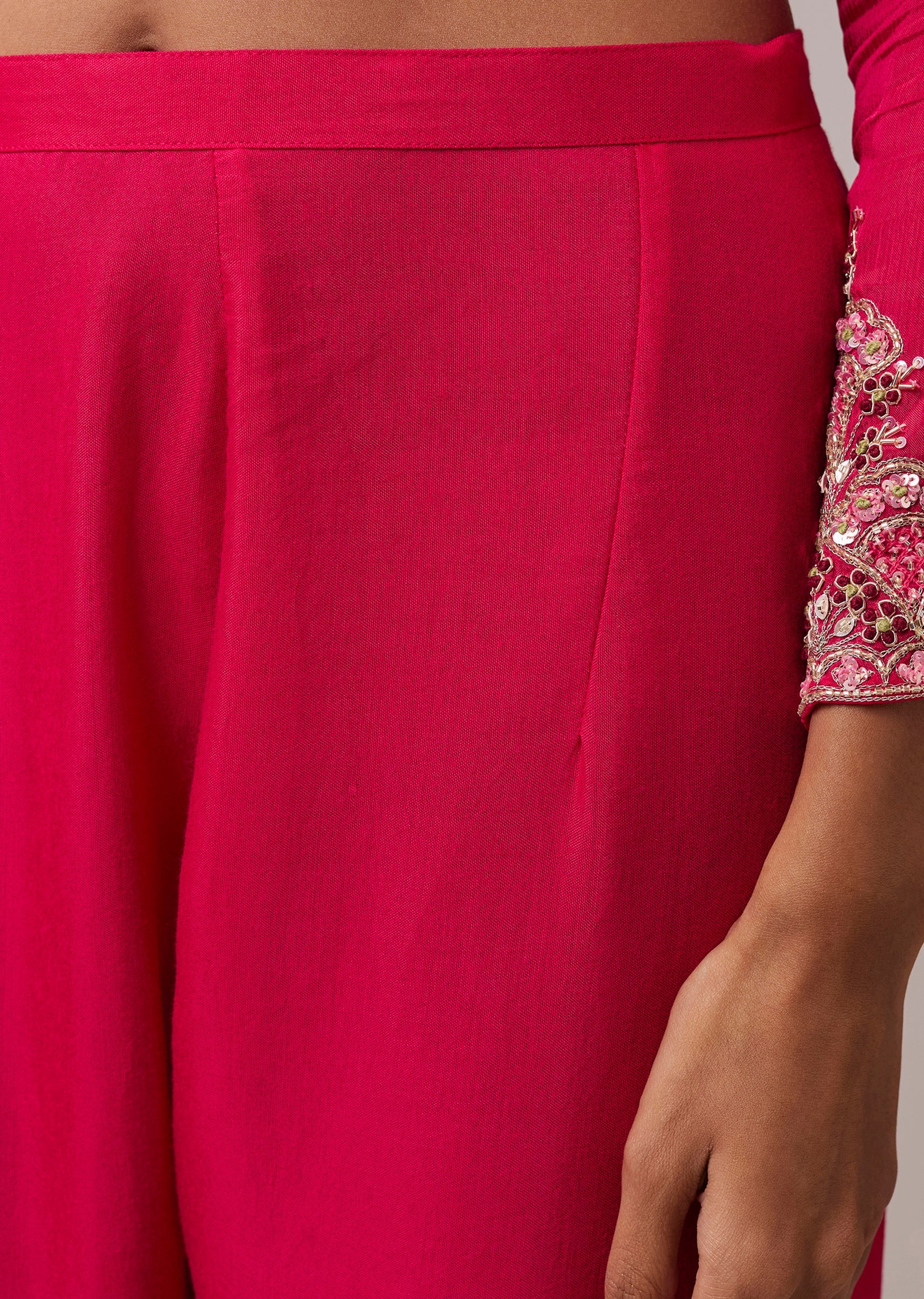 Pink Embellished Chinon Anarkali Set