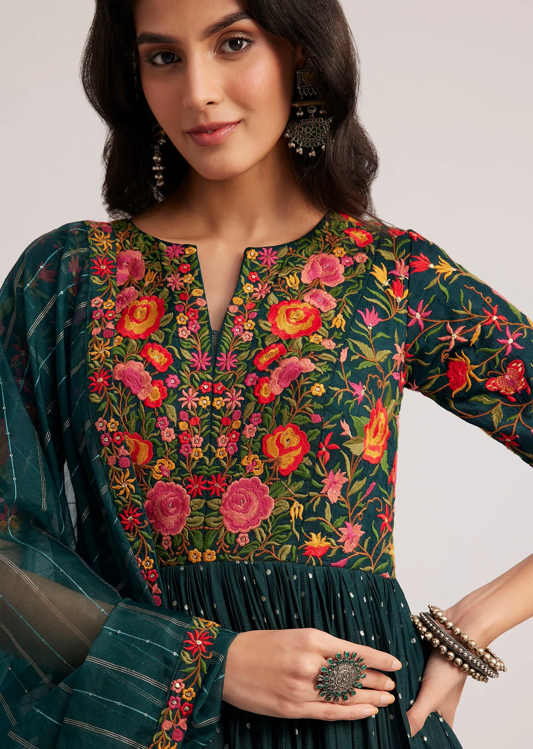 17563-teal-green-silk-bandhani-anarkali-with-organza-dupatta-2.webp Teal Green Silk Bandhani Anarkali With Organza Dupatta