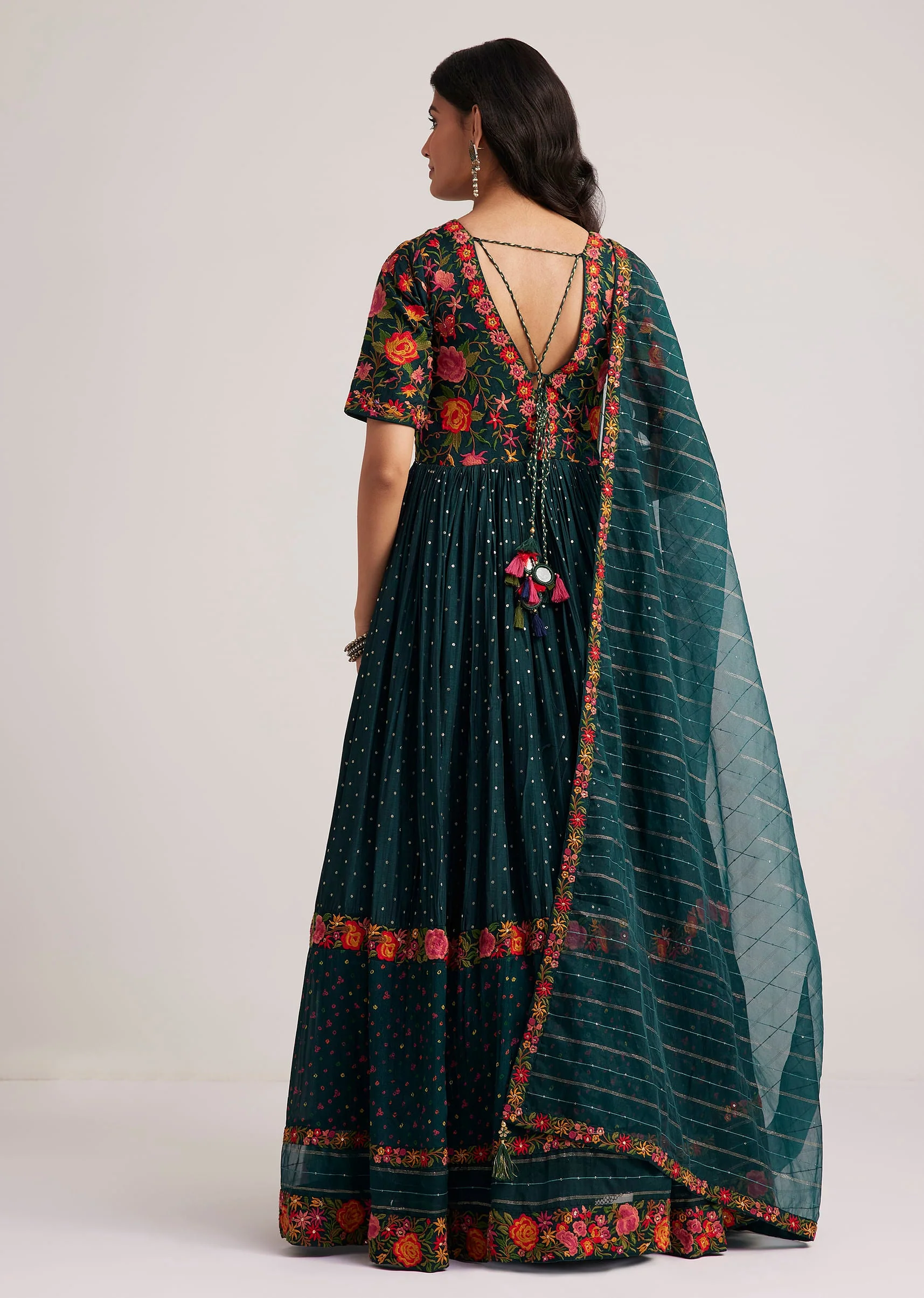 17563-teal-green-silk-bandhani-anarkali-with-organza-dupatta-5.webp Teal Green Silk Bandhani Anarkali With Organza Dupatta
