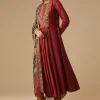 Maroon Brocade Detail Anarkali Set
