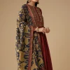 Maroon Brocade Detail Anarkali Set