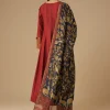 Maroon Brocade Detail Anarkali Set