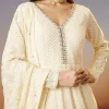 Ivory Lucknowi Georgette Anarkali Suit With Dupatta