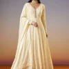 Ivory Lucknowi Georgette Anarkali Suit With Dupatta