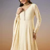Ivory Lucknowi Georgette Anarkali Suit With Dupatta