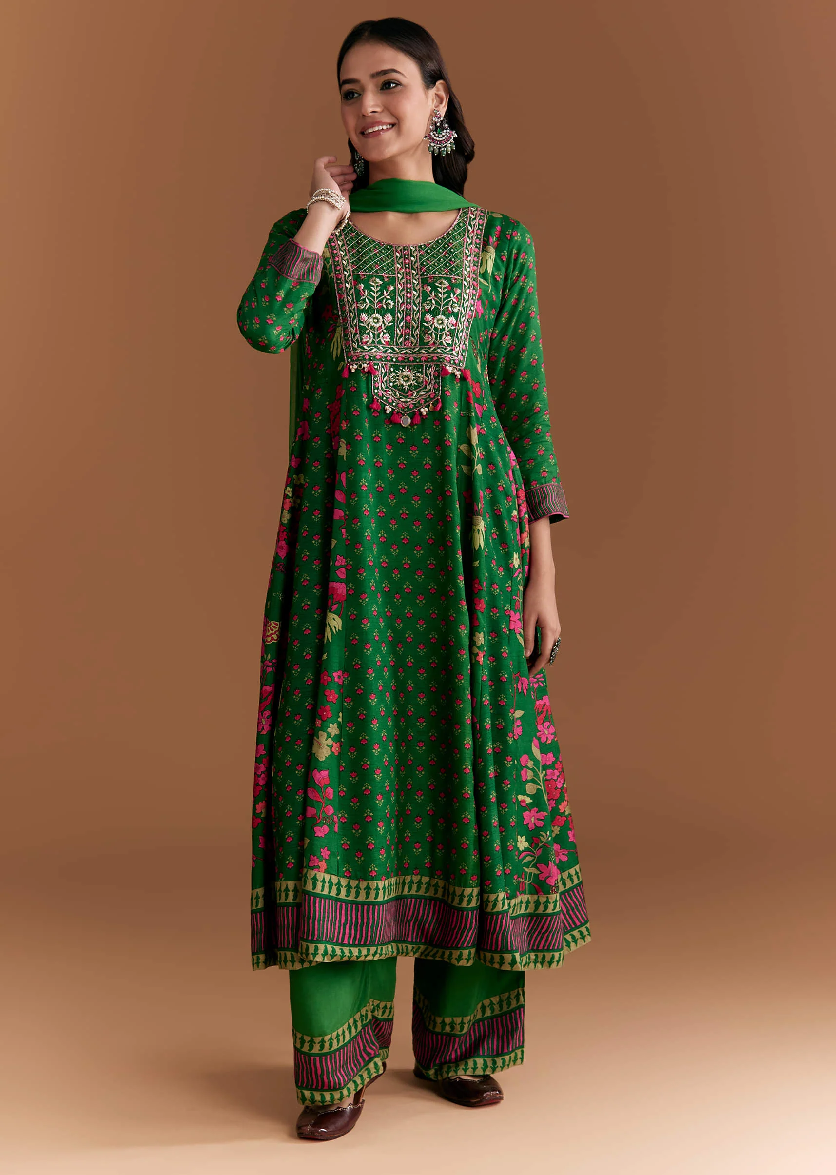17608-green-silk-anarkali-suit-with-floral-print-and-hand-embroidery-1.webp Green Silk Anarkali Suit With Floral Print And Hand Embroidery