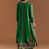Green Silk Anarkali Suit With Floral Print And Hand Embroidery