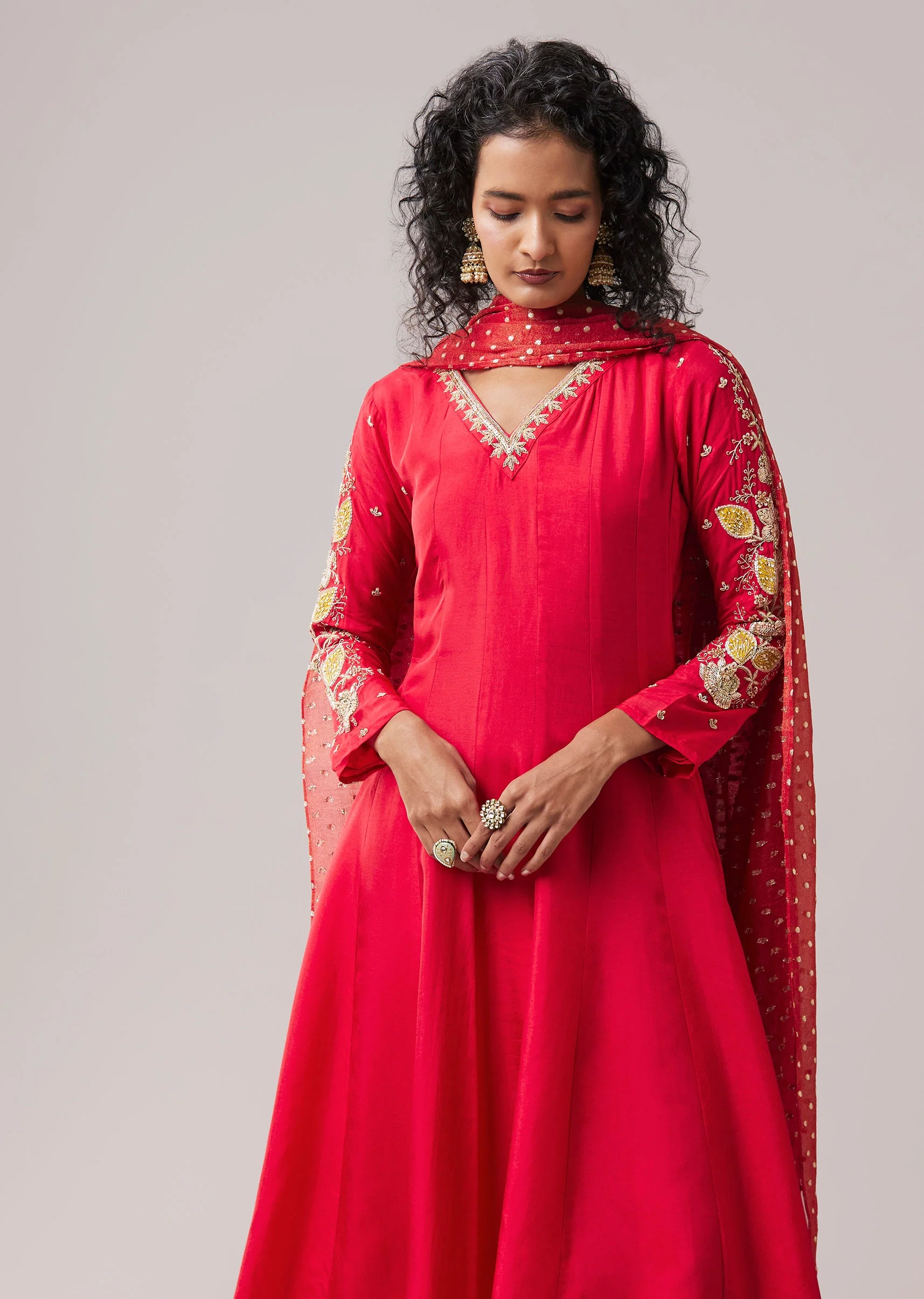 Pink Dola Silk Embellished Anarkali Set