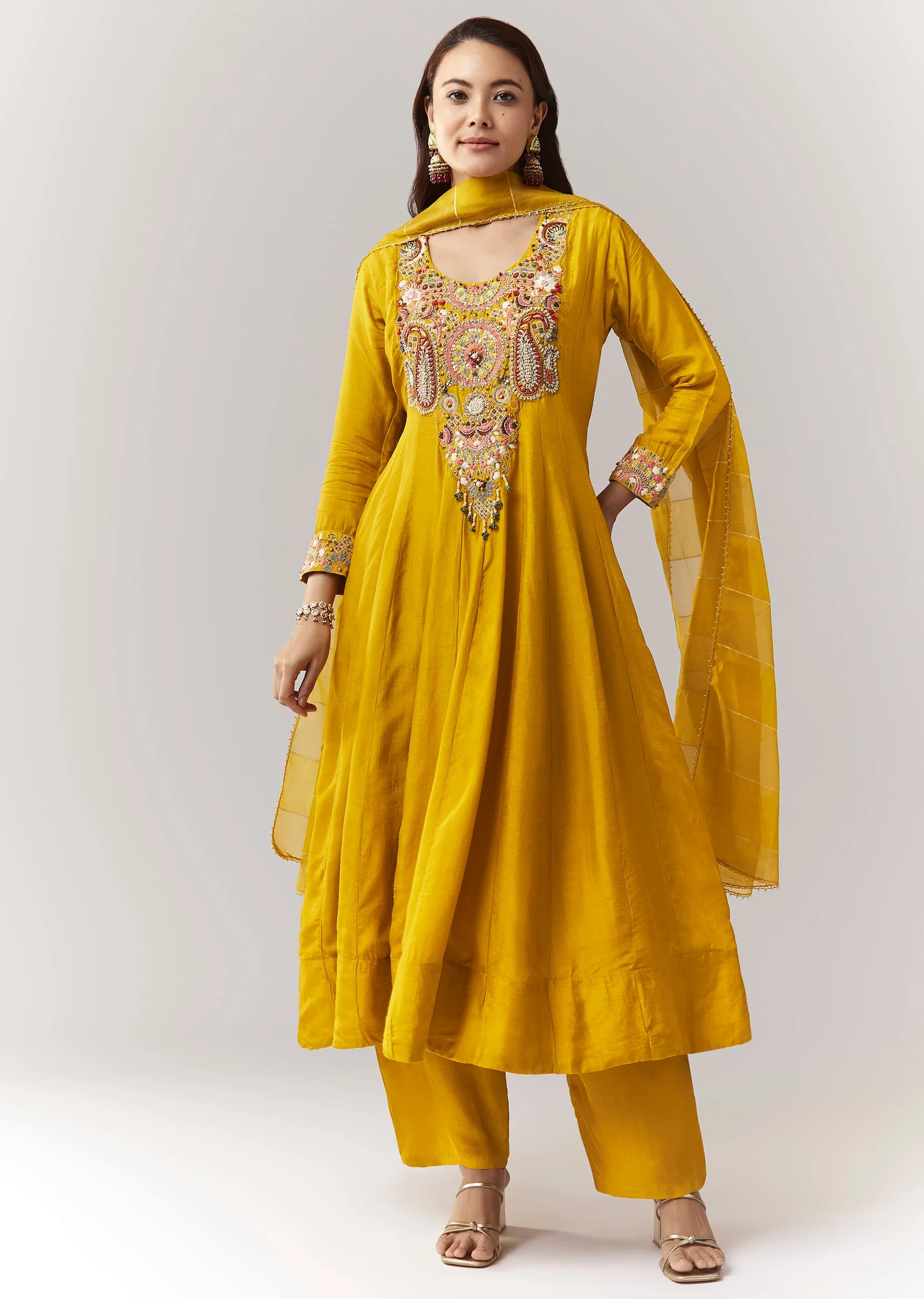 17623-yellow-threadwork-anarkali-pant-set-with-dupatta-1.webp Yellow Threadwork Anarkali Pant Set With Dupatta
