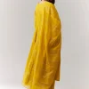 Yellow Threadwork Anarkali Pant Set With Dupatta