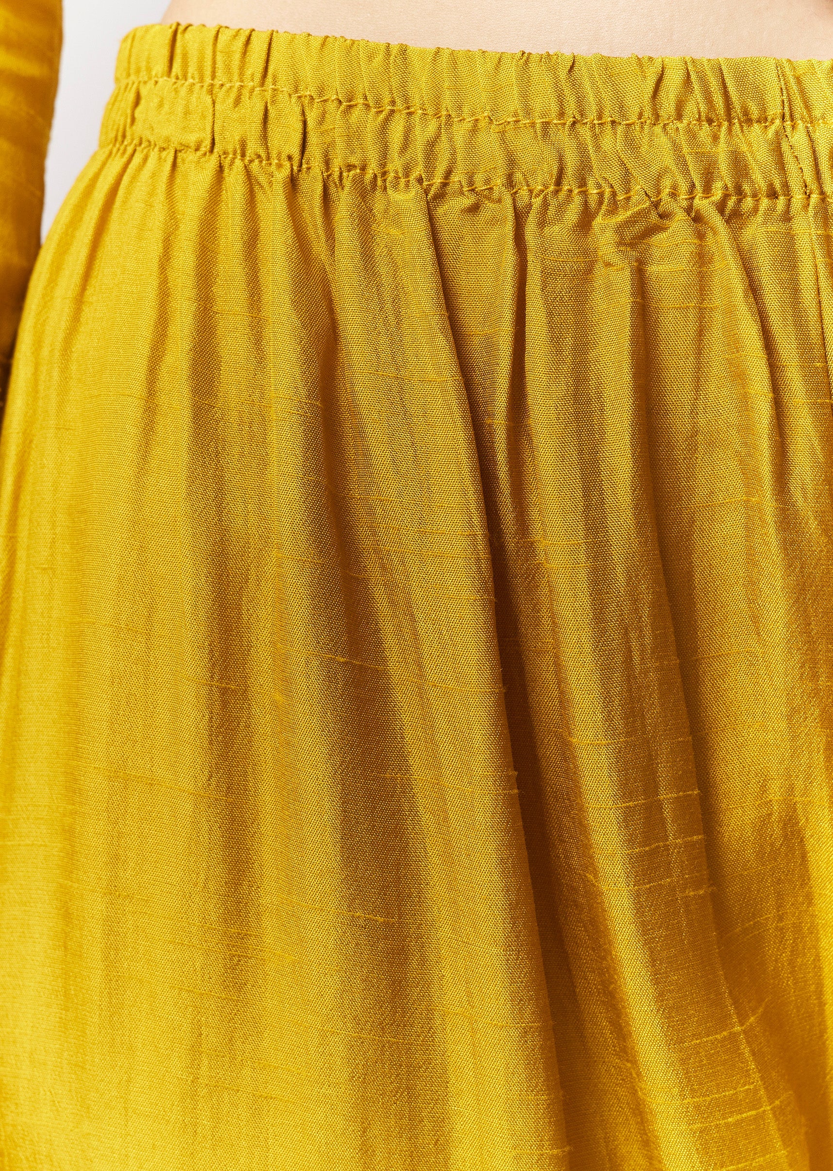 Yellow Threadwork Anarkali Pant Set With Dupatta
