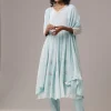Sky Blue Chinon Embroidered Anarkali Set