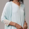 Sky Blue Chinon Embroidered Anarkali Set