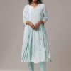 Sky Blue Chinon Embroidered Anarkali Set