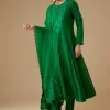 Green Mukaish Work Anarkali Set
