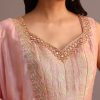 Pink Brocade Weave Kurti Palazzo Suit With Dupatta
