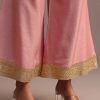 Pink Brocade Weave Kurti Palazzo Suit With Dupatta