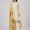 Ivory Cotton Silk Anarkali With Gotta Work