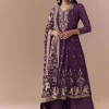 Purple Sequin Embellished Georgette Anarkali Set