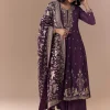 Purple Sequin Embellished Georgette Anarkali Set