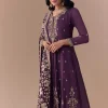 Purple Sequin Embellished Georgette Anarkali Set