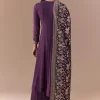 Purple Sequin Embellished Georgette Anarkali Set