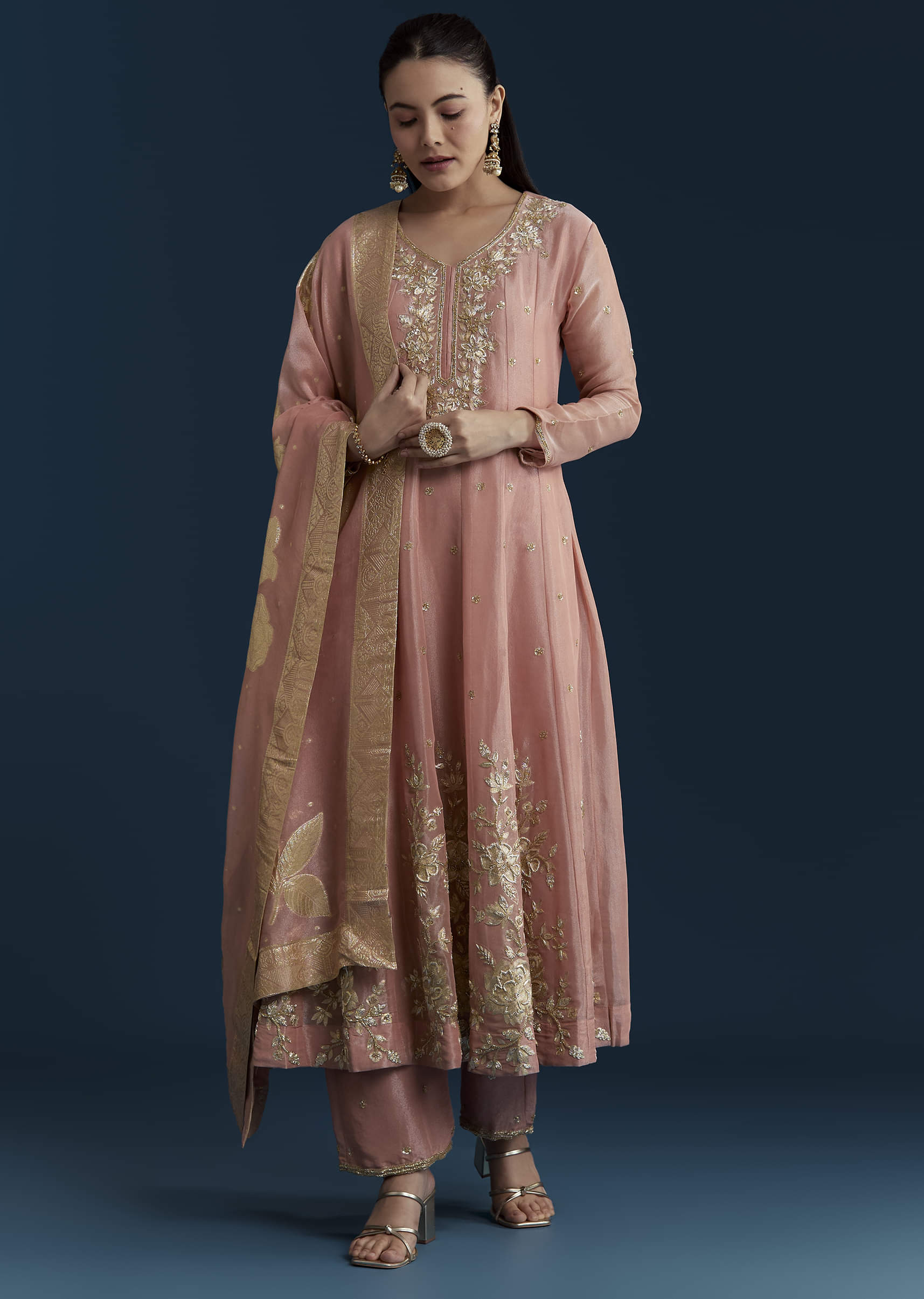 17665-pink-tissue-anarkali-set-with-zardozi-work-1.jpg Pink Tissue Anarkali Set with Zardozi Work
