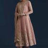 Pink Tissue Anarkali Set with Zardozi Work