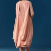 Peach Chinon Anarkali Suit With Dupatta And Moti Cut Dana Work Detail