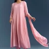 Light Pink Chinon Anarkali Suit With Cutdana And Sequins Embroidery