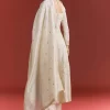 Off White Jaquard Silk Anarkali Suit With Dupatta