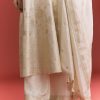 Off White Jaquard Silk Anarkali Suit With Dupatta