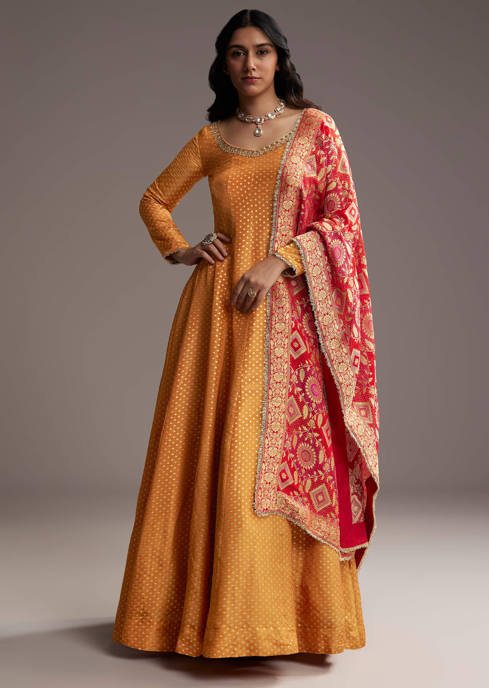 17713-orange-tissue-anarkali-suit-with-butti-work-and-printed-silk-dupatta-1.jpg Orange Tissue Anarkali Suit With Butti Work And Printed Silk Dupatta