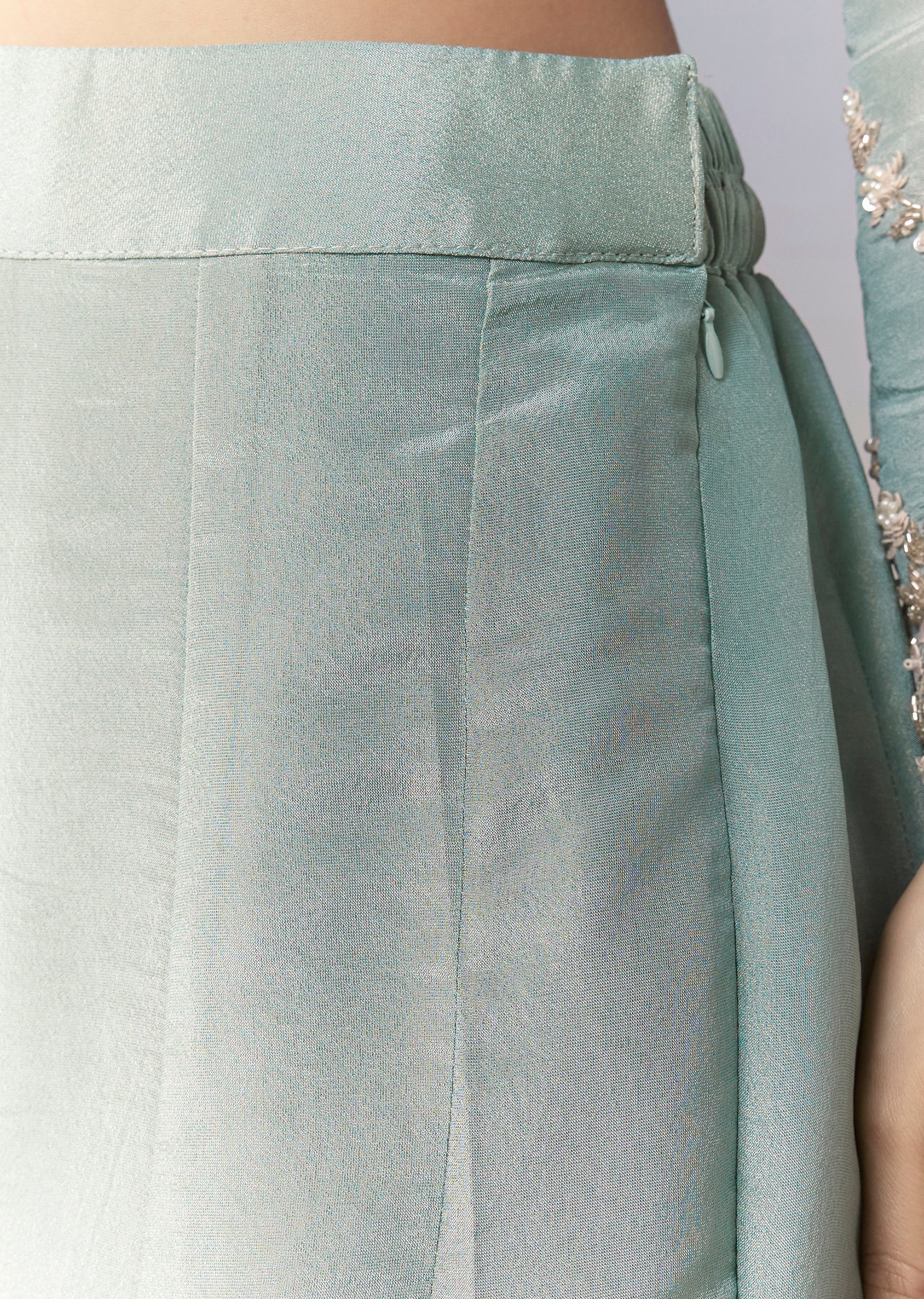 Blue Slit Anarkali Palazzo Set with Sequin Work